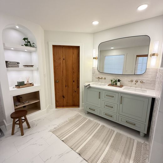Master bath double vanity and walk-in shower